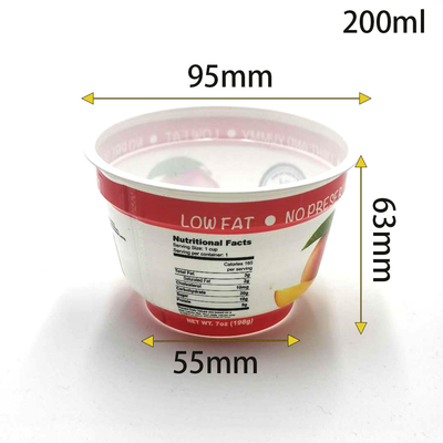 la taza superior del envase de plástico del yogur de 95m m size198g modificó el logotipo para requisitos particulares