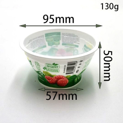 Taza plástica modificada para requisitos particulares 4oz plástica de la bebida de leche del yogur de las tazas de la categoría alimenticia con la tapa del papel de aluminio