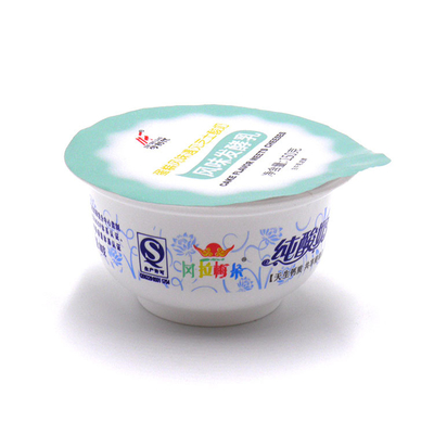 Cruzado grabado en relieve pre cortó el PVC de la tapa del papel de aluminio laquea el acondicionamiento de los alimentos del pote del yogur