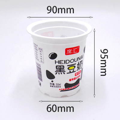 taza superior de /juice del yogur del tamaño del material 95m m de la categoría alimenticia de 350ml pp