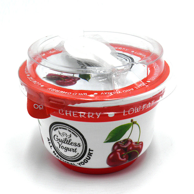Tazas rojas de los potes del yogur del poliestireno 200ml con la tapa del papel de aluminio